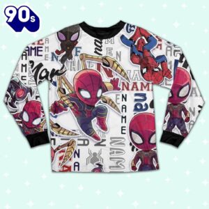 Personalized Name Peter Parker Spider Man Friends Comic Pajamas - Movie Cartoon Holiday Pajamas