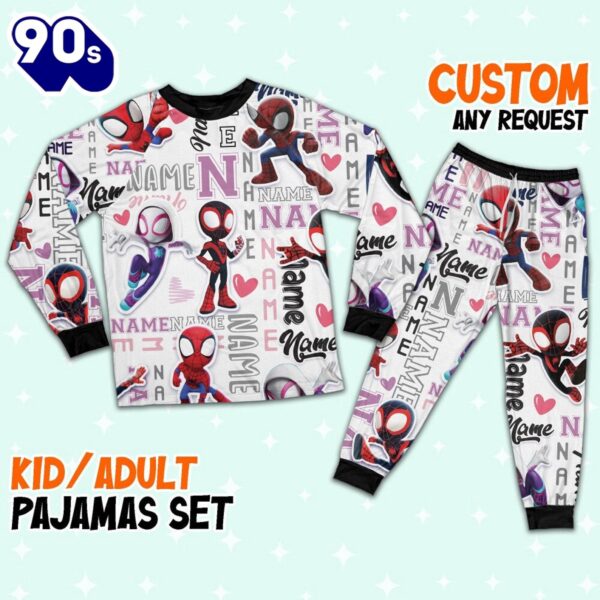 Personalized Name Spidey and His Amazing Friends Pajamas – Movie Cartoon Holiday Pajamas