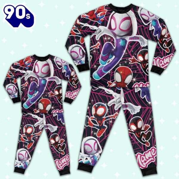 Personalized Name the Amazing Spider and Friends Pajamas Set – Movie Cartoon Holiday Pajamas