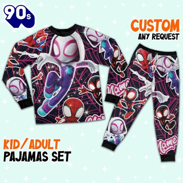 Personalized Name the Amazing Spider and Friends Pajamas Set – Movie Cartoon Holiday Pajamas