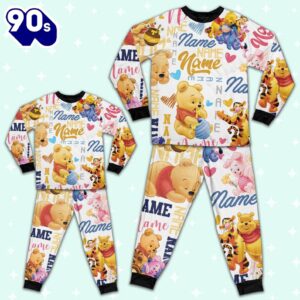 Personalized Name the Pooh Pajamas Set - Movie Cartoon Holiday Pajamas