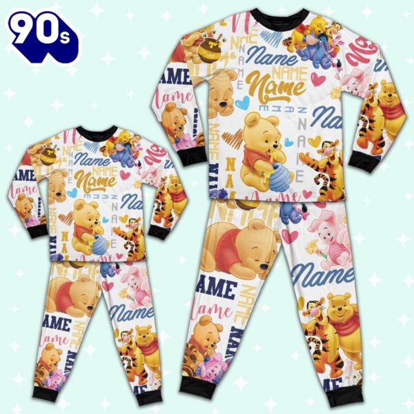 Personalized Name the Pooh Pajamas Set – Movie Cartoon Holiday Pajamas