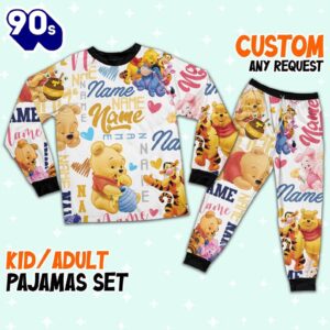 Personalized Name the Pooh Pajamas Set - Movie Cartoon Holiday Pajamas