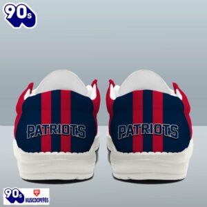 Personalized New England Patriots NFL Team White Canvas Loafer Shoes