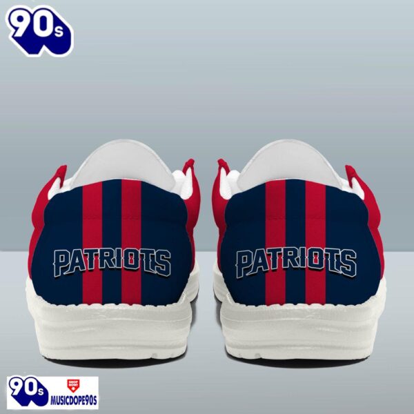 Personalized New England Patriots NFL Team White Canvas Loafer Shoes