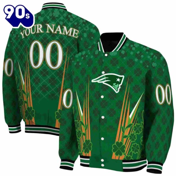 Personalized New England Patriots Shamrock Pattern Green Jacket