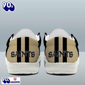 Personalized New Orleans Saints NFL Team White Canvas Loafer Shoes