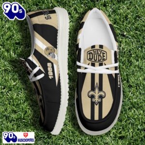 Personalized New Orleans Saints NFL Team White Canvas Loafer Shoes