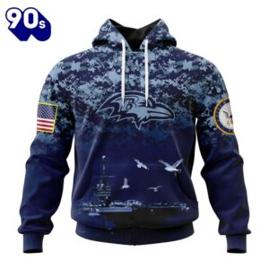 Personalized NFL Baltimore Ravens Honor US Navy Veterans 3D Hoodie Shirt