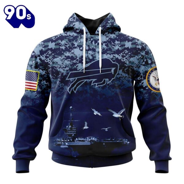 Personalized NFL Buffalo Bills Honor US Navy Veterans 3D Hoodie Shirt