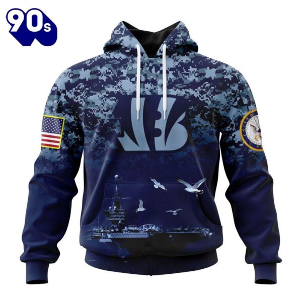 Personalized NFL Cincinnati Bengals Honor US Navy Veterans 3D Hoodie Shirt