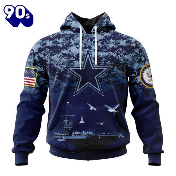 Personalized NFL Dallas Cowboys Honor US Navy Veterans 3D Hoodie Shirt