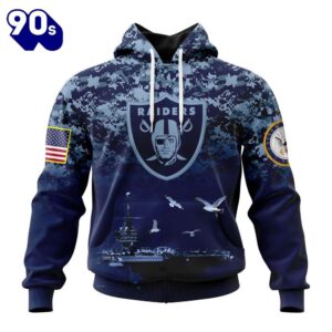 Personalized NFL Las Vegas Raiders Honor US Navy Veterans 3D Hoodie Shirt