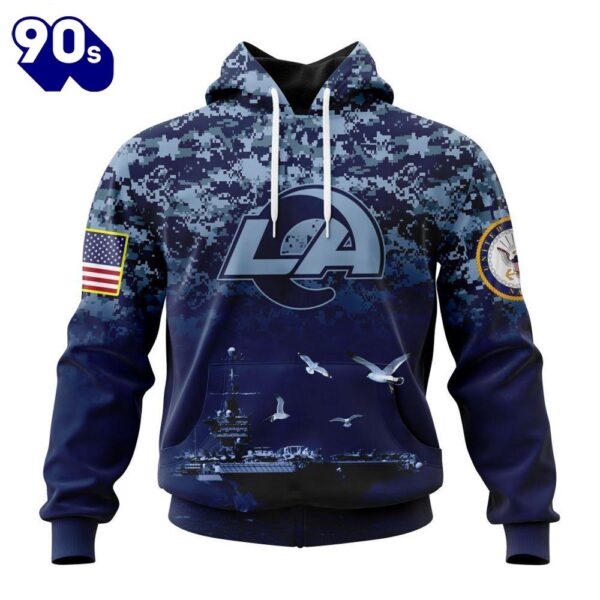 Personalized NFL Los Angeles Rams Honor US Navy Veterans 3D Hoodie Shirt