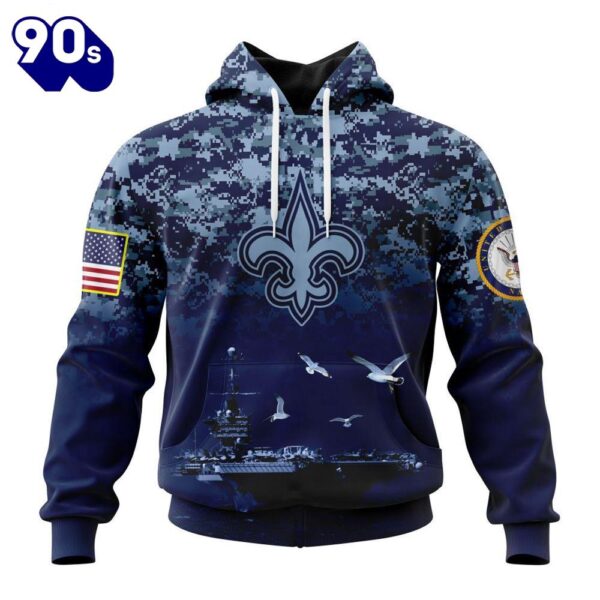 Personalized NFL New Orleans Saints Honor US Navy Veterans 3D Hoodie Shirt