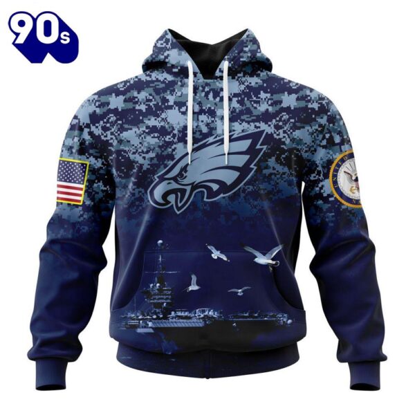 Personalized NFL Philadelphia Eagles Honor US Navy Veterans 3D Hoodie Shirt