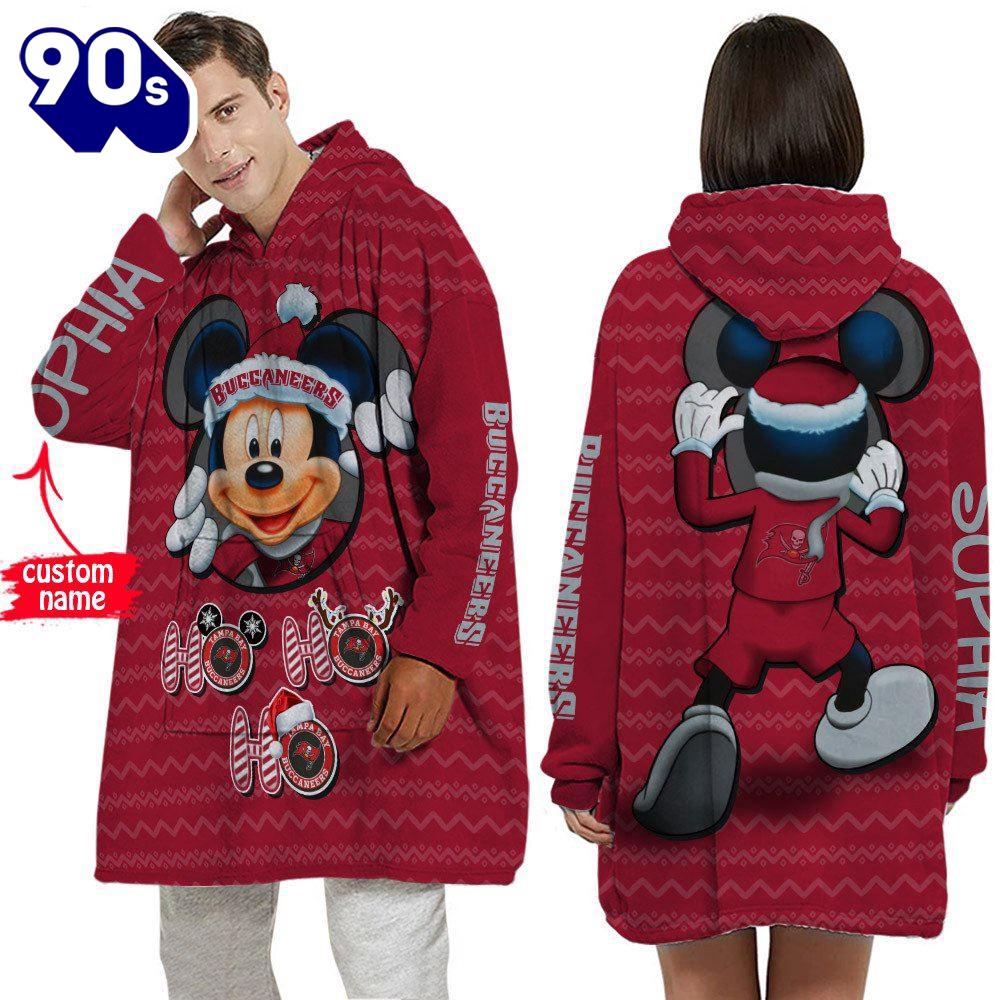 Personalized NFL Tampa Bay Buccaneers Disney Mickey Blanket Hoodie Personalized NFL Tampa Bay Buccaneers Disney Mickey Blanket Hoodie