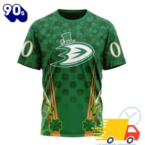 Personalized NHL Anaheim Ducks Full Green Design For St. Patrick's Day All Over Print Shirts