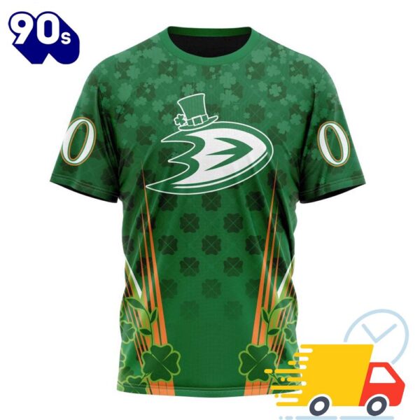 Personalized NHL Anaheim Ducks Full Green Design For St. Patrick’s Day All Over Print Shirts