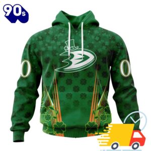 Personalized NHL Anaheim Ducks Full Green Design For St. Patrick's Day All Over Print Shirts