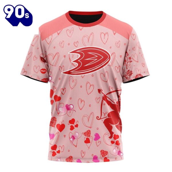 Personalized NHL Anaheim Ducks Special Design For Valentines Day All Over Print Shirt