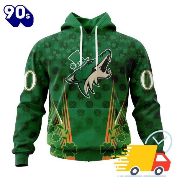 Personalized NHL Arizona Coyotes Full Green Design For St. Patrick’s Day All Over Print Shirts