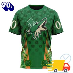 Personalized NHL Arizona Coyotes Full Green Design For St. Patrick's Day All Over Print Shirts