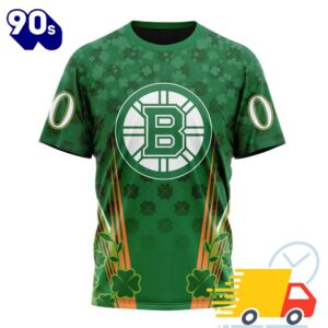 Personalized NHL Boston Bruins Full Green Design For St. Patrick's Day All Over Print Shirts