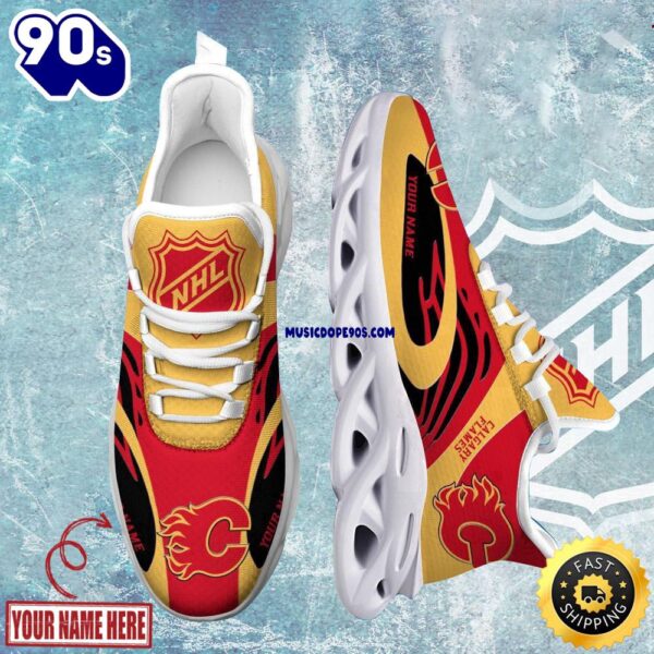 Personalized NHL Calgary Flames Clunky Max Soul Shoes For Fans, Calgary Flames Custom Name Shoes