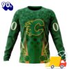 Personalized NHL Calgary Flames Full Green Design For St. Patrick’s Day All Over Print Shirts