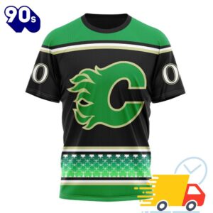 Personalized NHL Calgary Flames Specialized Unisex Kits Hockey Celebrate St Patrick's Day All Over Print Shirts