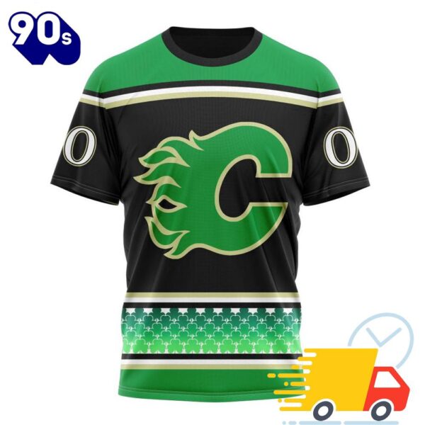 Personalized NHL Calgary Flames Specialized Unisex Kits Hockey Celebrate St Patrick’s Day All Over Print Shirts