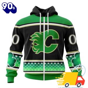 Personalized NHL Calgary Flames Specialized Unisex Kits Hockey Celebrate St Patrick's Day All Over Print Shirts