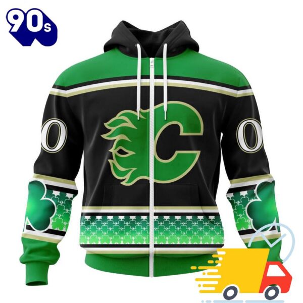 Personalized NHL Calgary Flames Specialized Unisex Kits Hockey Celebrate St Patrick’s Day All Over Print Shirts