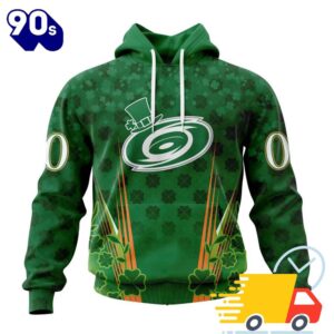 Personalized NHL Carolina Hurricanes Full Green Design For St. Patrick's Day All Over Print Shirts