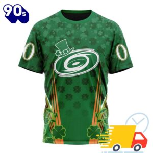 Personalized NHL Carolina Hurricanes Full Green Design For St. Patrick's Day All Over Print Shirts