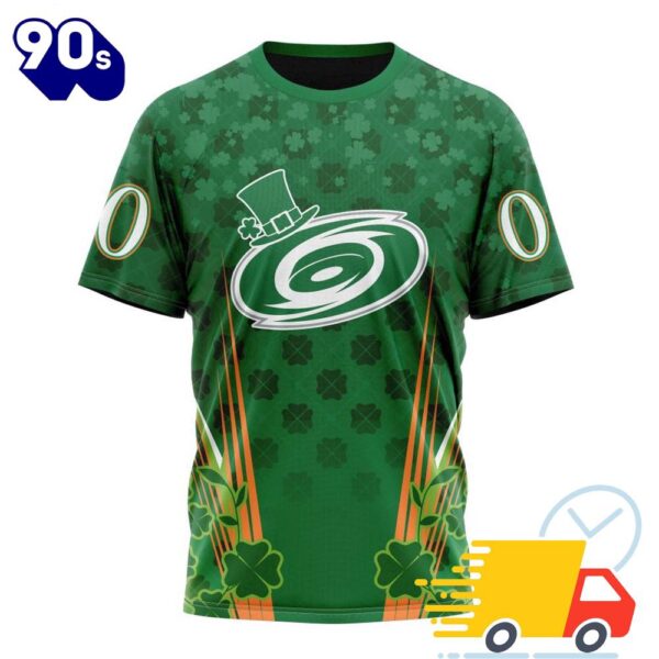 Personalized NHL Carolina Hurricanes Full Green Design For St. Patrick’s Day All Over Print Shirts