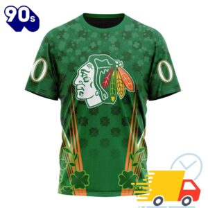 Personalized NHL Chicago Blackhawks Full Green Design For St. Patrick's Day All Over Print Shirts