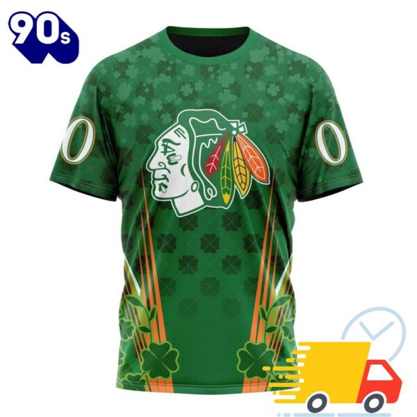 Personalized NHL Chicago Blackhawks Full Green Design For St. Patrick’s Day All Over Print Shirts