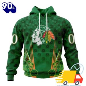 Personalized NHL Chicago Blackhawks Full Green Design For St. Patrick's Day All Over Print Shirts