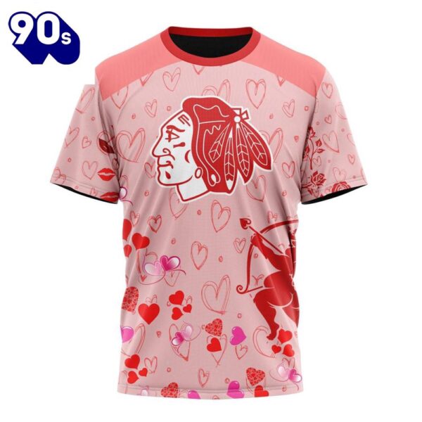 Personalized NHL Chicago Blackhawks Special Design For Valentines Day All Over Print Shirt