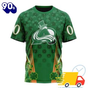 Personalized NHL Colorado Avalanche Full Green Design For St. Patrick's Day All Over Print Shirts