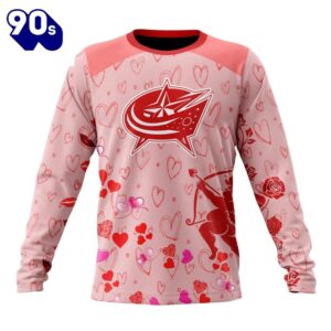 Personalized NHL Columbus Blue Jackets Special Design For Valentines Day All Over Print Shirt