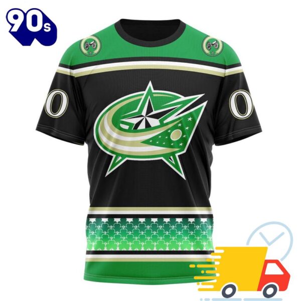 Personalized NHL Columbus Blue Jackets Specialized Unisex Kits Hockey Celebrate St Patrick’s Day 3D Shirts