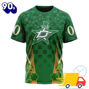 Personalized NHL Dallas Stars Full Green Design For St. Patrick's Day All Over Print Shirts