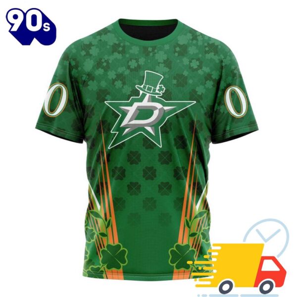 Personalized NHL Dallas Stars Full Green Design For St. Patrick’s Day All Over Print Shirts