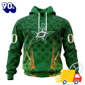 Personalized NHL Dallas Stars Full Green Design For St. Patrick's Day All Over Print Shirts