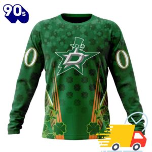 Personalized NHL Dallas Stars Full Green Design For St. Patrick's Day All Over Print Shirts