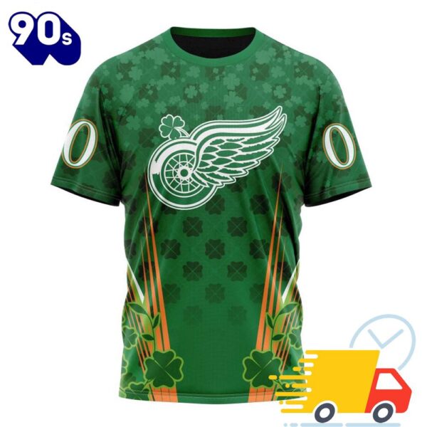 Personalized NHL Detroit Red Wings Full Green Design For St. Patrick’s Day All Over Print Shirts