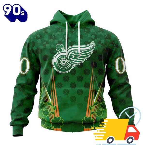 Personalized NHL Detroit Red Wings Full Green Design For St. Patrick’s Day All Over Print Shirts